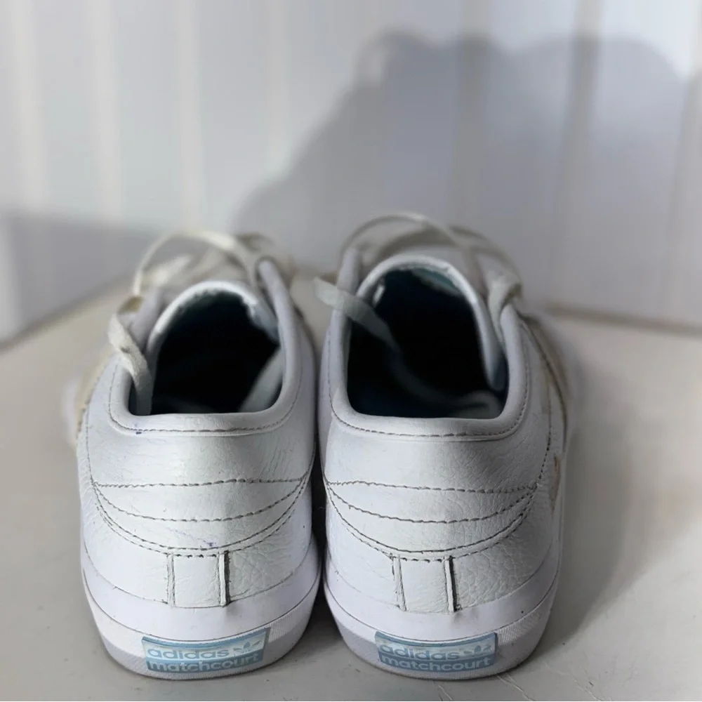 Adidas Silvas Matchcourt White Leather Skate Shoes 5 (W 6.5) Gold Eyelet Accents